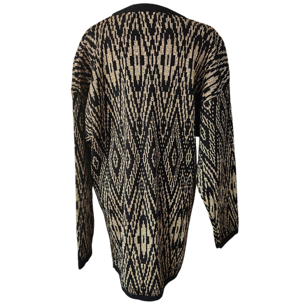 Vintage Black Gold Metallic Sweater Sheridan Square Size M Oversized 80s 90s - Picture 3 of 7